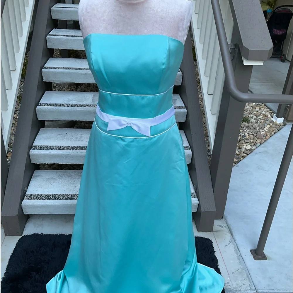 Alfred Angelo teal green strapless NWT prom dress 14 - Picture 4 of 15